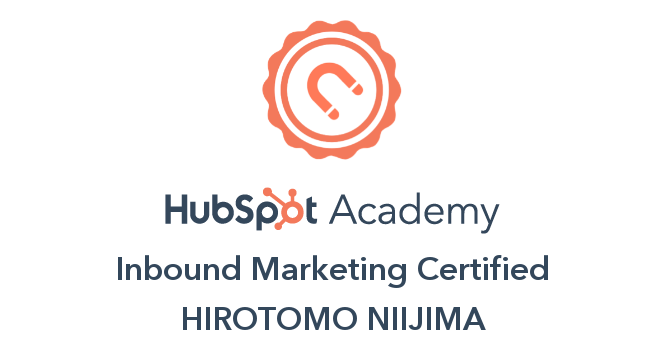 Hubspot cetificate hirotomo niijima